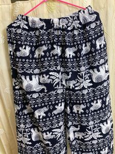 Boho Elephant Print Wide Leg Pants