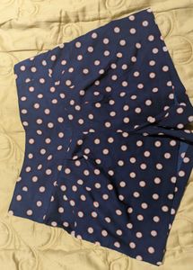 Navy Polka Dot High-Waisted Shorts