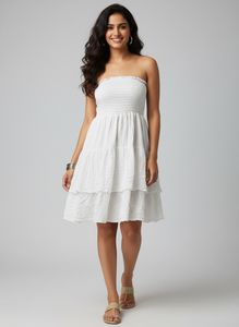 Tiered White Tube Dress/skirt