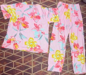 Pink Floral Print Pajama Set