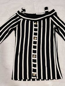 Striped Cold Shoulder Top