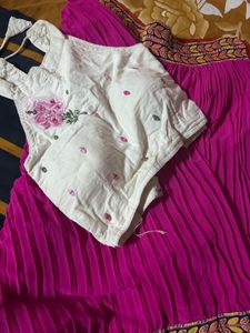 Navratri chaniya choli pink and white