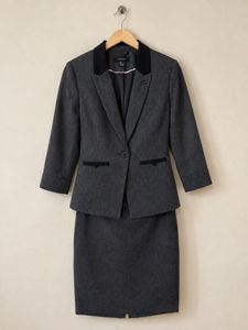Chic Grey Blazer and Skirt Set