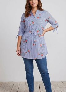 Blue Striped Floral Print tunic