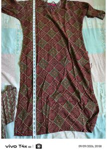 Maroon Printed Kurta and Palazzo Set-XL
