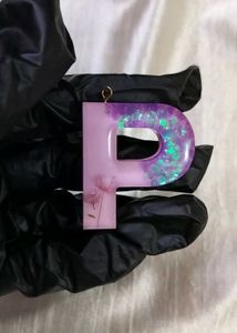 Resin Initial P Keychain