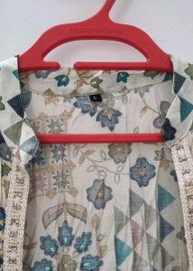 Floral Printed Long Shrug / Cover-Up