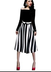 striped skirt and dress combo