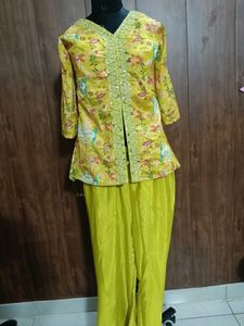 Embroidered Yellow Kurta Set with Palazzo