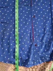 Men's Blue Printed Casual Shirt with bird print