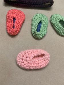Handmade Crochet Baby Booties &amp; Hat Set
