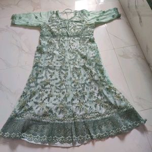 Elegant Mint Green Embroidered Gown
