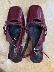 Maroon Patent Bow Heels