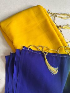 Stunning Ombre Blue &amp; Yellow Georgette Saree