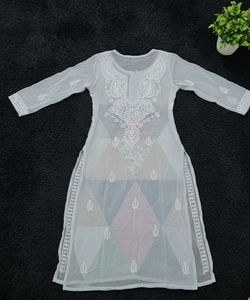 Elegant grey Chikankari Kurta