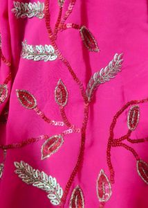 Vibrant Pink Embroidered Saree