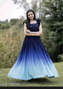 Stunning Ombre Blue Ethnic Gown