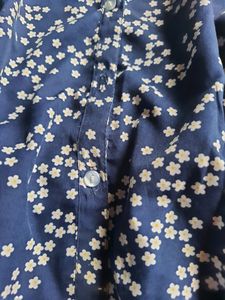 Blue Floral Sleeveless Blouse