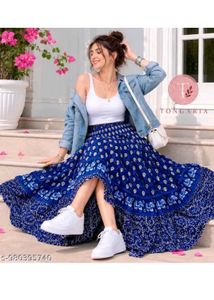 Boho Elephant Print Maxi Skirt