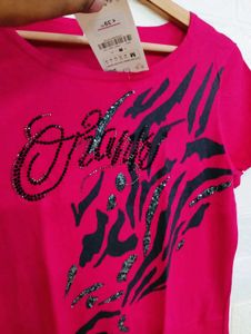 Red Embellished T-Shirt