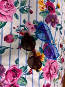 Stylish Blue &amp; Round Sunglasses Set