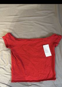 Red Off-Shoulder Crop Top