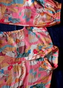 Vibrant Floral Print Kurta with Pants Set
