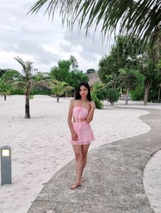 Chic Pink Ruffle Tube Top &amp; Skirt Set