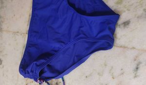 Blue Bikini Bottom with String Ties