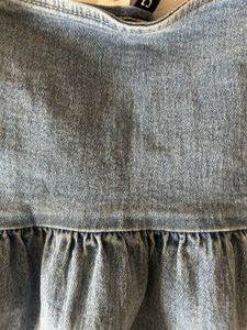 Stylish Denim Puff Sleeve Peplum Top