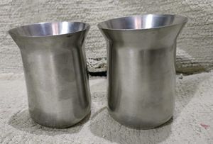 Set of 2 Stainless Steel Thalis and glasse