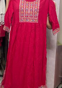 Brand New Stitched magenta Colour Suit With embroi