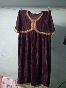 Elegant Purple Striped Kurta pant set