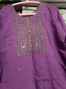 Purple Embellished Kurta