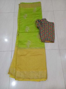 Vibrant Saree with Embroidered Blouse