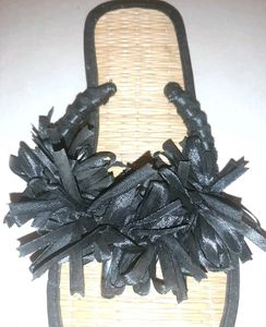 🧚‍♀️ Herbal Boho Luxe Raffia Slippers Black