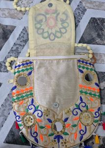 Embroidered Clutch Bag with Mirror Work