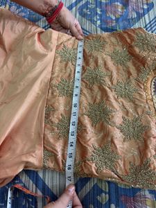 Elegant Peach Embroidered Gown