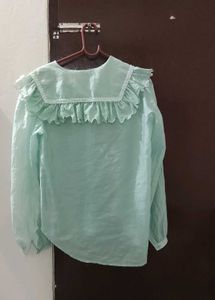 Sheer Ruffle Collar Blouse
