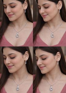 Elegant Silver pandant necklace and Earrings Set