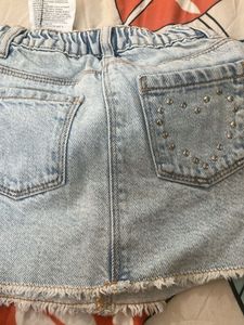 Light Wash Denim Mini Skirt and crochet top