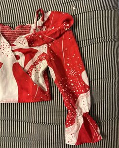 Red &amp; White Printed Blouse