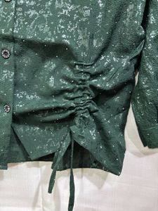 Stylish Emerald Green Textured Blouse
