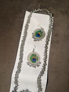 Peacock Theme Necklace &amp; Earring Set