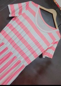Pink &amp; White Striped Jumpsuit For 32 Bust