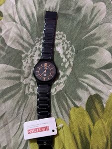Titan Black Metal Watch