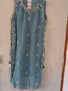 Turquoise Silk Ethnic Dress