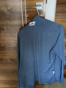 Stylish Men's Blue Dotted Button-Up Shirt