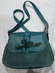 Teal Crossbody Bag with Bow Detail