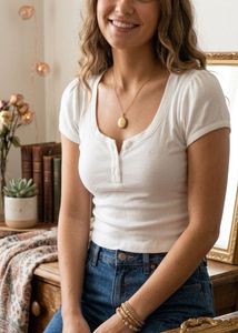 Chic White Henley Top (fixed)
